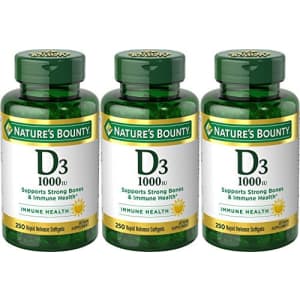 Nature's Bounty Vitamin D3-1000 IU, Rapid Release Softgels, 250 Count (Pack of 3) for $21