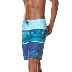 Speedo Men's Swim Trunk Knee Length Boardshort Bondi Printed, Barrier Blue Atoll, Medium for $18