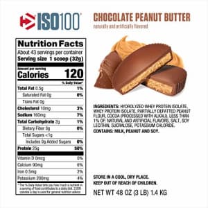 Dymatize ISO100 Hydrolyzed Protein Powder, 100% Whey Isolate Protein, 25g of Protein, 5.5g BCAAs, for $100 Dymatize ISO100 Hydrolyzed Protein Powder, 100% Whey Isolate Protein, 25g of Protein, 5.5g BCAAs, for $100