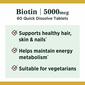 Nature's Bounty Natures Bounty Biotin Supplement, Supports Healthy Hair, Skin and Nails, 5000mcg, 60 Tablets for $10