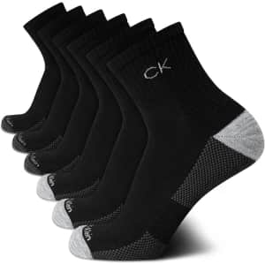 Calvin Klein Men's High Quarter Socks 6-Pair Pack for $7