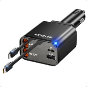 Superone 4-in-1 Retractable Car Charger for $12 Superone 4-in-1 Retractable Car Charger for $12