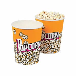 Fun Express Small Popcorn Cups - Set of 12, each holds 32 oz - Movie Night and Party Supplies for $10