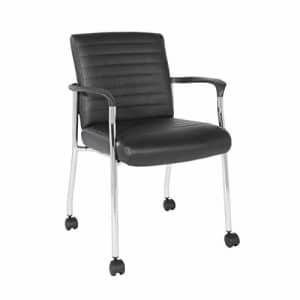 Office Star Faux Leather Guest Chair with Chrome Frame, Black for $154