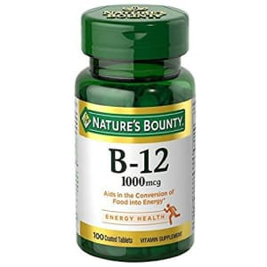 Nature's Bounty Natural Vitamin B12, 1000mcg, 100 Tablets (Pack of 3) for $23