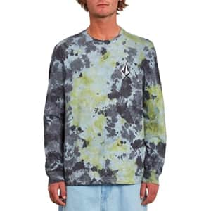 Volcom Men's Deadly Stones Long Sleeve T-Shirt, Lime Tie Dye, X-Large for $17