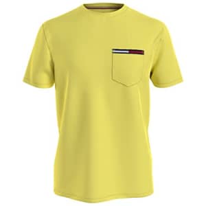 Tommy Hilfiger Men's Essential Short Sleeve Crewneck Flag Pocket T-Shirt, Yellow Topaz, XXL for $24
