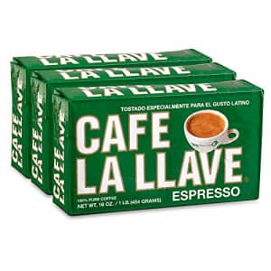 Cafe La Llave Caf La Llave Espresso, 100% Pure Coffee, Dark Roast, Ground Coffee (3 x 16 Ounce Bricks) for $33