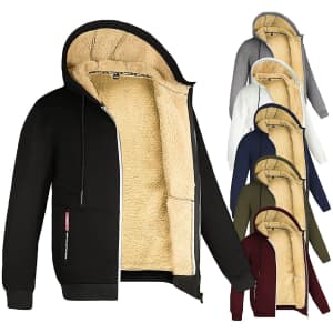 Men's Sherpa Hoodie Jacket for $16