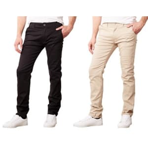 Men's Slim-Fit Cotton Stretch Chino Pants 2-Pack for $24