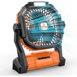 USB Rechargeable Battery Portable Camping / Desk Fan w/ LED Light for $23