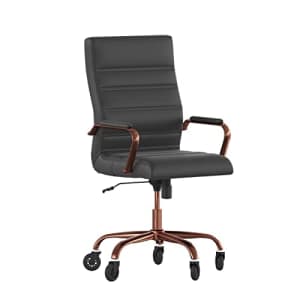Flash Furniture Whitney High Back Black LeatherSoft Executive Swivel Office Chair with Rose Gold for $198
