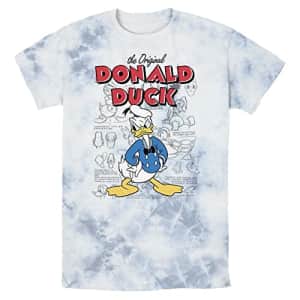 Disney Characters Original Donald Sketchbook Young Men's Short Sleeve Tee Shirt, White/Blue, X-Large for $7