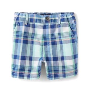 The Children's Place Baby Boy's and Toddler Patterned Chino Shorts, Blue for $9