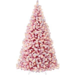 Best Choice Products Pre-Lit Flocked Pink Christmas Tree w/ Metal Base from $91