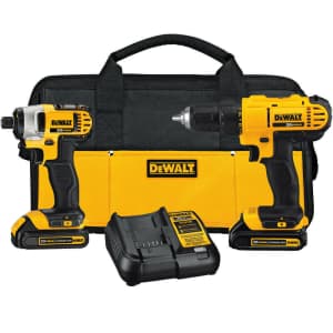 DeWalt 20V Max Cordless Lithium-Ion Drill Driver and Impact Driver Combo Kit for $201