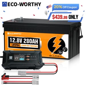 Eco-Worthy 3,584Wh 12V 280Ah LiFePO4 Bluetooth Lithium Battery w/ Charger for $440 Eco-Worthy 3,584Wh 12V 280Ah LiFePO4 Bluetooth Lithium Battery w/ Charger for $440