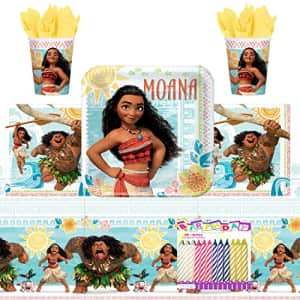Disney Moana Party Supplies Pack Serves 16: Moana Birthday Party Supplies - 9" Plates Luncheon for $22