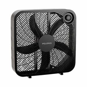 PELONIS PFB50A2ABB-V 3-Speed Box Fan for Full-Force Circulation with Air Conditioner, Black, 2020 for $40