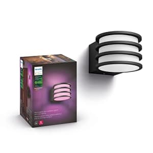 Philips Hue Lucca Outdoor Smart Wall Light, Black - E26 White and Color Ambiance LED Color-Changing for $75