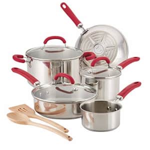 Rachael Ray 70413 Create Delicious Stainless Steel Cookware Set, 10-Piece Pots and Pans Set, for $122