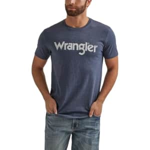 Wrangler Men's Western Crew Neck Short Sleeve Tee Shirt, Navy Heather for $16 Wrangler Men's Western Crew Neck Short Sleeve Tee Shirt, Navy Heather for $16