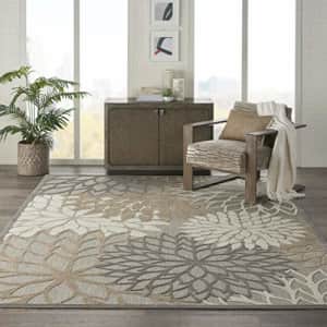 Nourison Aloha Indoor/Outdoor Floral Natural Area Rug (7' x 10'), 7'X10', for $31
