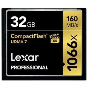Lexar Professional 1066x 32GB VPG-65 CompactFlash card (LCF32GCRBNA1066) for $30