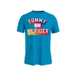 Tommy Hilfiger Men's Short Sleeve Graphic Logo T-Shirt, Lexington Blue, XL for $21