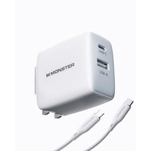 Monster 65W Dual-Port USB-C Charger for $11