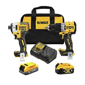DEWALT 20V MAX XR Cordless Hammer Drill Driver and Impact Drive Combo Kit, Batteries and Charger for $310