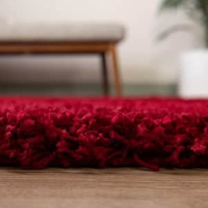 Unique Loom Solid Shag Collection Area Rug (2' 6" x 16' 5" Runner, Cherry Red) for $47