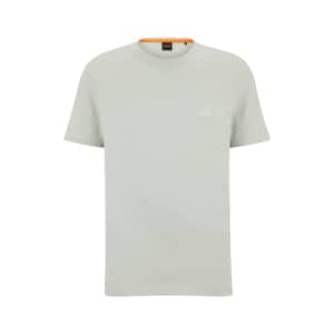 BOSS Men's Slub Jersey T Shirt with Tonal Patch Logo, Cloudy Grey, M for $34