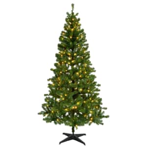 Celebrations 7-foot Slim Pine Pre-Lit Christmas Tree for $100