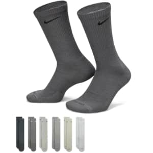 Nike Performance Cushion Crew Socks with Band (6 Pairs) (Assorted Multi, Earth, X-Large) for $35