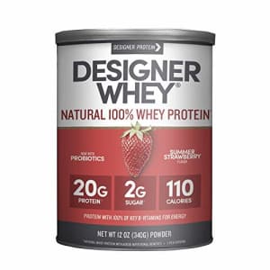 Designer Protein Designer Whey Protein Powder, Summer Strawberry, 12 Oz, Non Gmo, Made in the USA for $30 Designer Protein Designer Whey Protein Powder, Summer Strawberry, 12 Oz, Non Gmo, Made in the USA for $30
