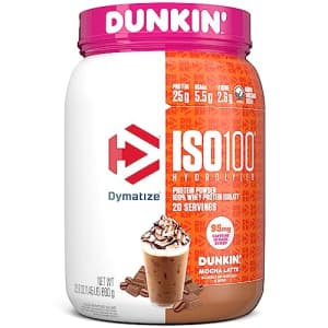 Dymatize ISO100 Hydrolyzed Protein Powder in Dunkin' Mocha Latte Flavor, 100% Whey Isolate, 25g for $33