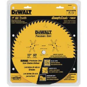 DEWALT 10-Inch Miter / Table Saw Blade, ATB, Crosscutting, 5/8-Inch Arbor, Tough Coat, 60-Tooth for $38