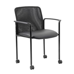 Boss Office Products Mesh and Vinyl Guest Casters Chair, Black for $75