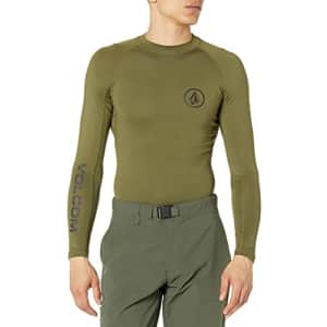 Volcom Men's Standard Solid UPF 50+ Long Sleeve Rashguard, Military 2, X-Small for $39
