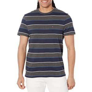 Tommy Hilfiger Men's Crewneck Flag T-Shirt, Charcoal Grey Heather Stripe, XS for $17 Tommy Hilfiger Men's Crewneck Flag T-Shirt, Charcoal Grey Heather Stripe, XS for $17
