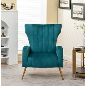 US Pride Furniture Modern Velvet Accent Chair for Living Room, Bedroom or Office with Stylish Metal for $219