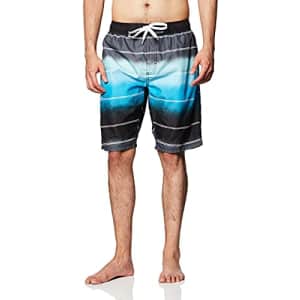 Kanu Surf Men's Flex Swim Trunks (Regular & Extended Sizes), Apollo Black/Aqua, Medium for $16