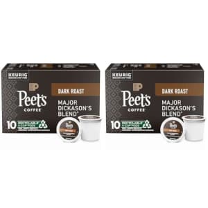 Peet's Coffee, Dark Roast K-Cup Pods for Keurig Brewers - Major Dickason's Blend 10 Count (1 Box of for $24