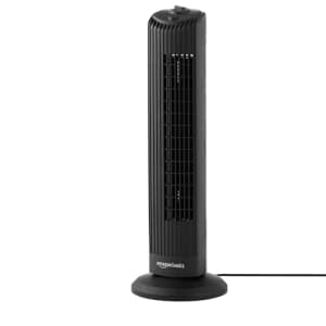 Amazon Basics Manual 3 Speed Oscillating Tower Fan with Mechanical Control, 28 Inch, Black for $38