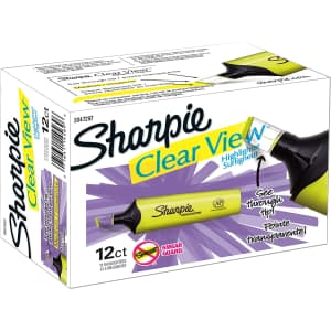 Sharpie Clear View Highlighter 12-Pack for $15