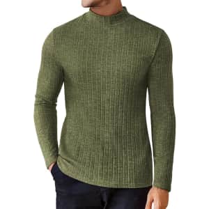 Ekouaer Men's Ribbed Knit Mock Turtleneck for $7