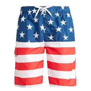 Kanu Surf Men's Miles Swim Trunks (Regular & Extended Sizes), Flag II Red/White/Blue, XX-Large for $6