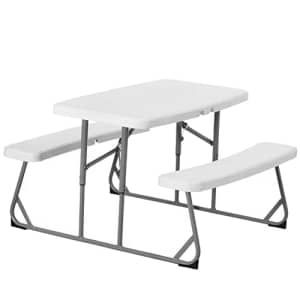 Gardenised Foldable White Kids' Picnic Bench Outdoor Portable Children's Backyard, Crafting, for $60