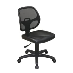 Office Star Mesh Screen Back Armless Task Chair with Padded Vinly Seat, Black for $177